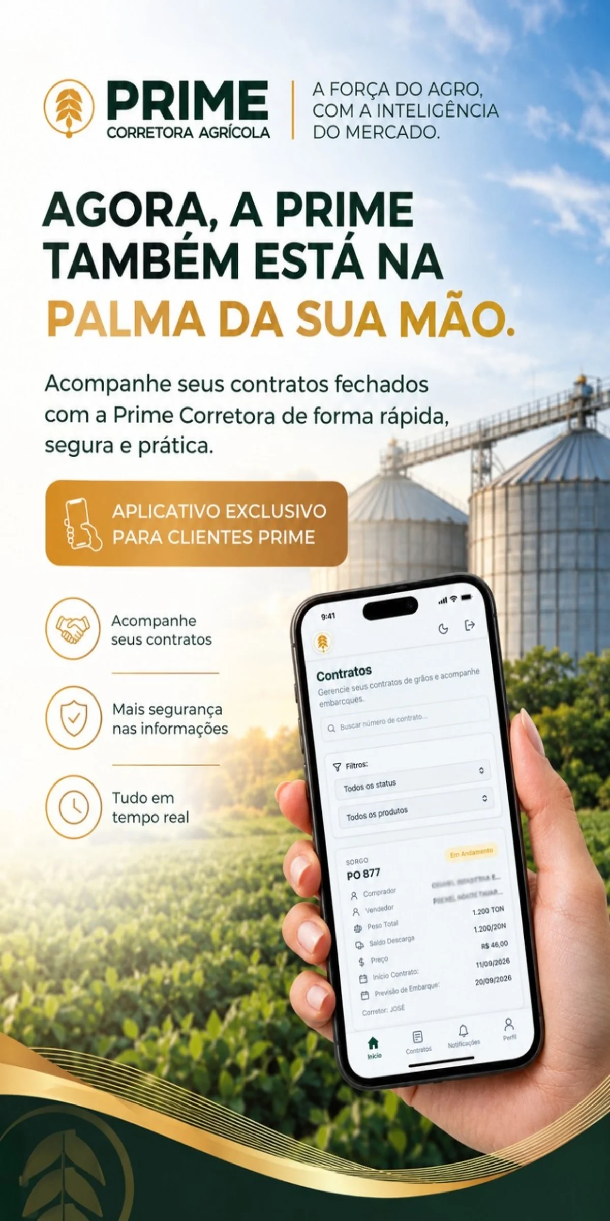 Aplicativo Prime para Clientes — Acompanhamento de contratos em vigor para clientes